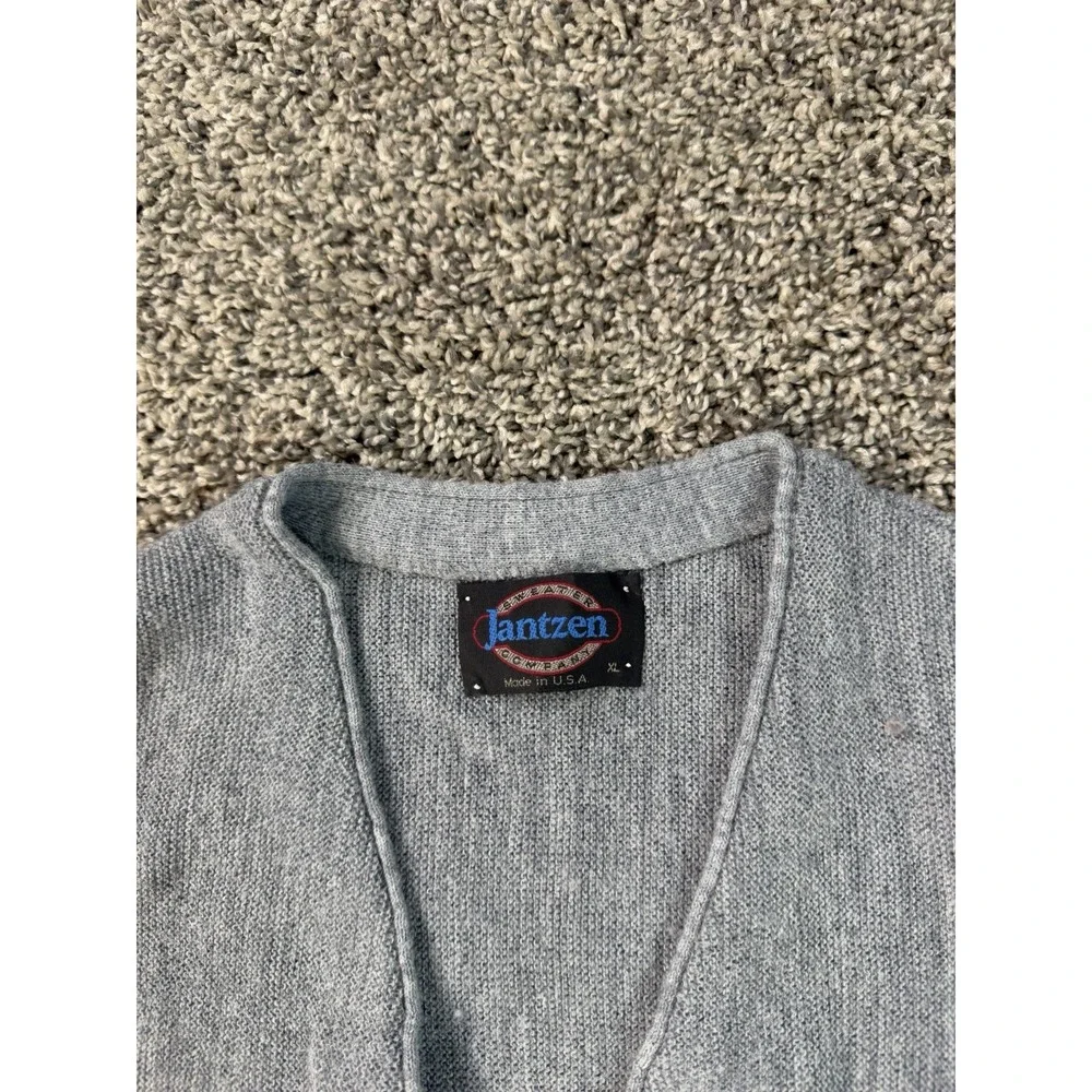 Vintage 80s Jantzen Cardigan Sweater Men's Size XL Gray